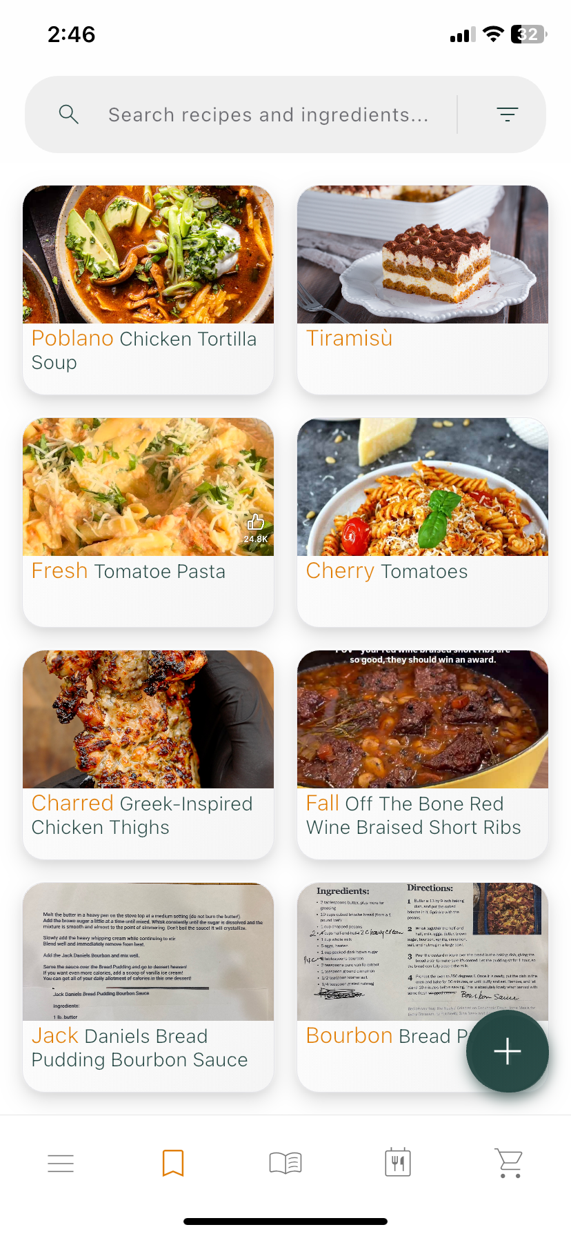 Household recipe screen